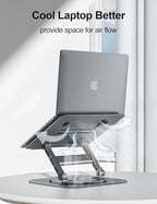 Laptop Stand, 360 Swivel Aluminum Computer Stand Ergonomic Laptop Riser Notebook Holder Compatible with 17 inch MacBook Air Pro, Dell XPS, HP, Lenovo More Laptops,Grey