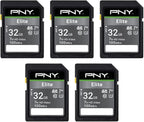 PNY 32GB & 64GB Elite Class 10 U1 V10 SDHC & SDXC Flash Memory Card Bundle - 100MB/s Read Speed