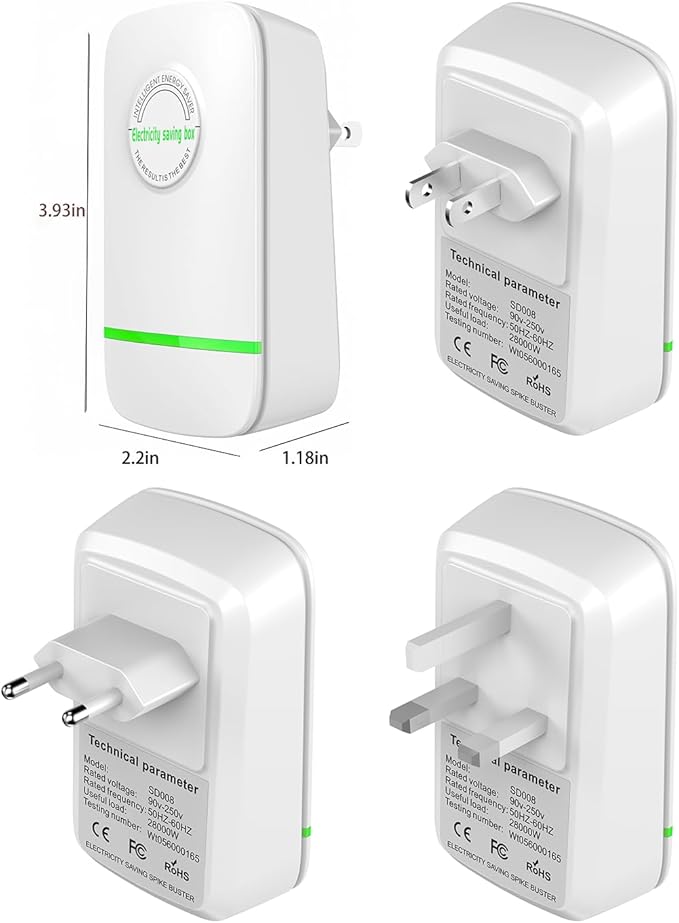 Elon-musk's Electricity Saving Box Stop Watt Stopwatt Energy Saving Device Save Energy Saving Device Energy Saving Power Strip for Home Office US Plug 90v-250v 30kw Rated Green (3PCS)