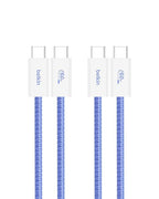 Belkin USB C to USB C Cable 2-Pack, 3.3ft, 60W - Type C Charger, iPhone Charger Cord, Soft, Braided, Flexible for iPhone 16, Galaxy S25, Pixel 9, Airpods, iPad Pro & More, Travel Essentials - Blue