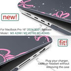 DONGKE for M4 MacBook Pro 16 Inch Case 2024 2023 2021 A3403 A3186 M3 A2991 M2 A2780 M1 A2485 Pro/Max Chip, Plastic Hard Shell Case & Keyboard Cover for Mac Pro 16 with Touch ID, Bows & Stars
