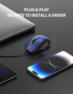 TECKNET USB Wired Mouse, 6-Button Corded Mouse with 4 Adjustable DPI, Optical Computer Mouse with Ergonomic Design and 5FT Cord for Laptop, Chromebook, PC, Desktop, Mac, Notebook-Blue