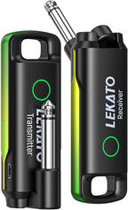 LEKATO Wireless Guitar System UHF Wireless Guitar Transmitter Receiver Rechargeable Audio Wireless Guitar Transmitter and Receiver with 70 Channels Wireless for Guitar Bass Electric Instruments-Green