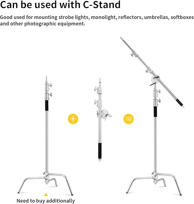 Heavy Duty Extension Boom Arm Bar for Photography C Stand and Light Stand,Adjustable 3.6-8.2ft Crossbar Holding Arm with Sand Bag for Softbox,Studio Strobe,Monolight,LED Video Light,Reflector ect.