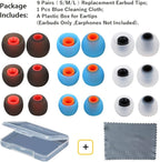 Earbud Tips Earbud Replacement Pieces Silicone Soft and Comfortable Compatible with Senso, Tozo, Sony & Other Inner Hole 3.8mm -5.1mm Earbud in-Ear Headphones 9 Pairs S/M/L