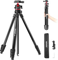 NEEWER Basics 66.5"/169 cm Travel Tripod for Camera, Lightweight Portable DSLR Stand with Ball Head, Arca Type QR Plate, Cell Phone Holder Compatible with iPhone Video Recording, Max Load 11 lb, TP12