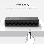 Tenda SG108, 8 Port Gigabit Switch, Unmanaged Home Ethernet Switch, Office Ethernet Splitter, Plug & Play, Plastic Case, Desktop/ Wall-Mount, Fanless Quiet, Limited Lifetime Protection