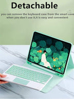 AnMengXinLing Lovely Keyboard Case for iPad 9th/8th/7th Generation with Mouse,Case for iPad9 iPad8 iPad7 10.2 inch with Pencil Holder and Deatachable Keyboard Mouse, Mint Green