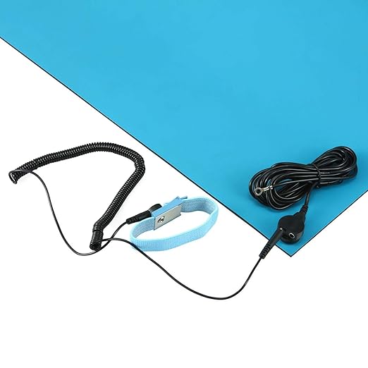 MWRF Source™ ESD Mat Kit with Wrist Strap and Grounding Cord (2 FT x 4 FT, Blue)