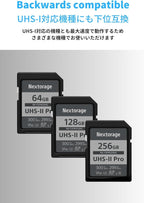 Nextorage 128GB 2pack SDXC UHS-II V90 SD Card Japanese Brand pSLC Max. Write Speed 299MB/s Max. Read Speed 300MB/s 4K Recording F2PRO Series 2P-F2PRO128G SDXC Card for Digital Camera