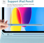 MMK iPad A16 Case (2025, 11"), iPad 10th Generation Case with Keyboard (2022, 10.9"), Wireless Detachable Keyboard, Pencil Holder (Blue)