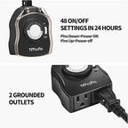 TiFFCOFiO Outdoor Timer Outlet, 24 Hour Mechanical Outdoor Timer for Pool Pump, Outdoor Light Timer Waterproof, 2 Grounded Outlets for Home and Garden, 15A 1/2HP, Heavy Duty, CSA Listed (1 Pack)