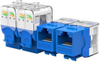AMPCOM CAT6 Keystone Jack Tool-Less RJ45 UTP, No Punch-Down Tool Required Module Coupler -12-Pack Blue