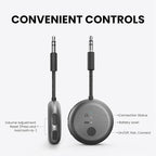 Avantree SoundJet R1 – Airplane Bluetooth Adapter for Headphones & AirPods, aptX Adaptive, Qualcomm Chipset, 20H Battery, Wireless Audio Transmitter for in-Flight Travel Essentials - Metallic Black