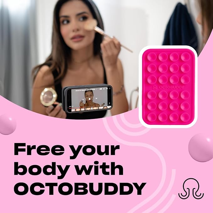Classic MAX - Silicone Suction Phone Case Adhesive Mount - Hands-Free, Strong Grip Holder for Selfies and Videos - iPhone and Android Compatible - 2.6″ x 3.9″, Hot Pink