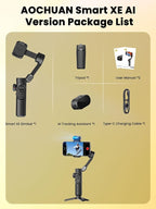 XE AI Version,Gimbal Stabilizer for Smartphone,NO APP AI Tracking, Gesture Control,360°Inception Gimbal with TikTok YouTube,3-Axis Foldable Handheld Tripod for iPhone& Android,Black