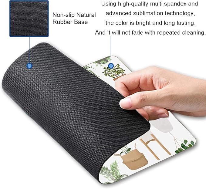 Mouse Pad, Cute House Plants Mouse Pads, Square Washable Cloth Personalized Mouse Mat with Design, Gaming Office Home Non-Slip Rubber Base Computer Mousepad