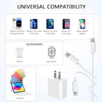 for iPhone Charger Fast Charging, 3Pack USB C Charger Block with USB C to Lightning Cable Cord, Type C Fast Charging Block Compatible with iPhone 14 Pro Max/14 Plus/13/13 Mini/12/11/XS Max/XR/X/8/7/SE