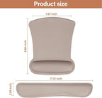MOSISO Wrist Rest Support for Mouse Pad & Keyboard Set, Ergonomic Mousepad Non-Slip Base Home/Office Pain Relief & Easy Typing Cushion with Neoprene Cloth & Raised Memory Foam, Taupe Brown