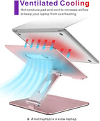 Laptop Stand | Adjustable Aluminum MacBook Riser, Ergonomic Computer Stand with Heat Vent, Fits 10–17" Laptops, Rose Gold