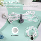 Viaky 6 Packs Magnet Wire Winder Straps, Multi-Colored Noticeboard Fridge Clips Silicone Cable Organizer Reusable Tie Phone Earbuds Bookmark Whiteboard Fridge (Lake Blue, Blue, Gray)