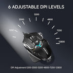 EWEADN G5 Wired Gaming Mouse, Ergonomic RGB Computer Mouse, 12800 Adjustable DPI, 9 Programmable Macro Buttons with Rapid Fire Key Compatible for PC/Laptop/Windows-Black&White