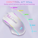 Redragon Wireless Gaming Mouse, Tri-Mode 2.4G/USB-C/Bluetooth Mouse Gaming, 12000 DPI, RGB Backlit, Fully Programmable, Rechargeable Wireless Computer Mouse for Laptop PC Mac, White