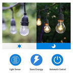 TiFFCOFiO Outdoor Timer Outlet, Dusk to Dawn Light Sensor Timer Weatherproof, 2 Grounded Outlets for Halloween and Christmas Lights, 15A 1/2HP, ETL Listed