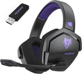 NUBWO G06 Dual Wireless Gaming Headset with Microphone for Ps5, Ps4, PC - 23ms Low Latency Audio - 100-Hour of Playtime - 50mm Drivers (Black-Purple)