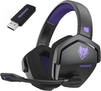 NUBWO G06 Dual Wireless Gaming Headset with Microphone for Ps5, Ps4, PC - 23ms Low Latency Audio - 100-Hour of Playtime - 50mm Drivers (Black-Purple)