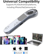 Air Mouse for PC/iOS/Android with Touchpad Rechargeable Wireless Presentation for PPT Pointer Bluetooth 2.4G Remote Control for PowerPoint/Keynote/Tiktok/Camera/Kindle App (Silver)
