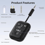 1Mii SafeFly Min+ Bluetooth Transmitter and Receiver,Bluetooth Adapter for Airplane, Supports to 2 AirPods/Headphones,Use with Any 3.5mm Jack on Airplanes, Gym, TVs, Car, Home, Boat(White)