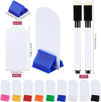 Meetory 112 Pcs Blank Game Board Markers and Game Card Stands with Black Marker Pens, 65 Plastic Token Cards with 45 Multi-Color Card Stands for DIY Board Game Party Favor