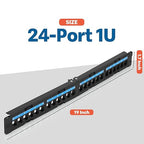 Everest 24 Port Keystone Patch Panel (1-Pack) - Removable 6-Port Panels - Use with Slim Profile Keystones ONLY (Wider Jacks May not fit Side by Side)