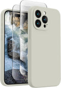 FireNova Designed for iPhone 15 Pro Max Case, Silicone Upgraded [Camera Protection] Phone Case with [2 Screen Protectors], Soft Anti-Scratch Microfiber Lining Inside, 6.7 inch, Stone
