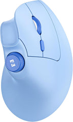 seenda Ergonomic Mouse Rechargeable, USB+Dual Bluetooth, MOU-302 Vertical Wireless Mouse with Volume Knob, Quiet Clicks, Multi-Device Cordless Mice Compatible for Windows, PC, Laptop, Mac OS, Blue