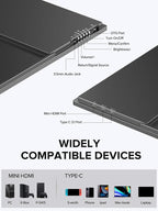 UPERFECT 24.5" Portable Monitor 240Hz Gaming Monitor 1200:1 Contrast FreeSync 1ms Fast IPS Large Screen, Built-in 180° Adjustable Stand/VESA, USB-C HDMI Second Screen for Laptop, Phone, Game Console