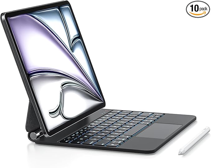 Keyboard Case with Stylus Pen for ipad Air 11-inch (M3 2025,M2 2024)iPad Pro11 in(1st/2nd/3rd/4th Generation) Magic-Style Magnetic Keyboard Case,Multi-Touch Trackpad 10.9” iPad Air 4th/5th Gen.(black)