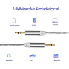 3.5mm Nylon Braided Stereo Audio Cable,(3 Pack) 4.9ft/1.5m Male to Male Aux Cord Audio Cord Compatible iPhones, iPads and Other 3.5mm DC Plug Port Device (Silver)