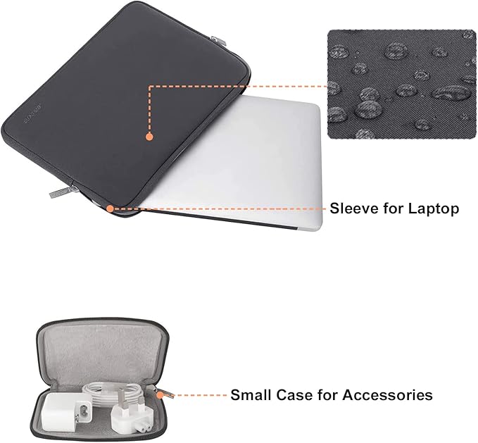 MOSISO Laptop Case 16 inch, 15-15.6 inch Laptop Sleeve Bag Compatible with MacBook Pro 16 inch, HP, Acer, Dell, Lenovo, ASUS Notebook, Neoprene Computer Sleeve Bag with Small Case, Space Gray
