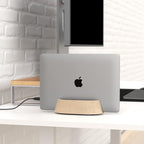 HumanCentric Vertical Laptop Stand in Maple Wood, Upright Adjustable Holder and Dock, Laptop Vertical Stand Fits MacBook Pro and Other Laptops .5" to 1.5", Clamshell Compatible