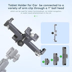 FANAUE Tablet Holder for Car with Ball Head, Lightweight Design, 360 Rotatable Ipad Mount - for Your Windshield, Dashboard, or Desk,Compatible with All 8"-12.9" Tablets (iPad Mini, iPad Pro 12.9)