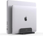 Dual Aluminum Vertical Laptop Stand Organizer, Sturdy Notebook Computer Holder Stand Compatible with New Liquid Retina XDR Apple MacBook Air/Pro, Mac mini and iPad Pro - Black