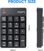 MOFII Bluetooth 5.1 Number Pad Wireless Numeric Keypad Silent 19 Keys USB Keypads, Portable Financial Accounting Numpad 10 Key for Laptop/Notebook/Surface Pro/PC - Black