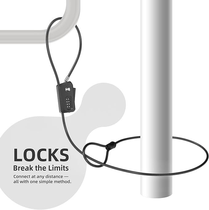 6ft Python Cable Lock for Bike, Bicycle, Trail Camera, 4 Digit Combination Lock, Heavy Duty Anti Theft Candado, Adjustable Locking Cable for Trail Cam, Kayak, eBike, Outdoor Equipment