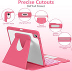 Touchpad for iPad A16 11th/10th Generation Case with Keyboard, 7 Color Backlit 360 Rotation Cover with Pencil Holder,Detachable Keyboard for iPad 11 inch 2025/10th Gen 10.9'' 2022 (Watermelon Red)