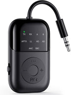 Bluetooth Transmitter Receiver, 2-in-1 Bluetooth 5.4 Adapter for TV, Airplane, Gym Equipment, Cars, PC, Supports to 2 Wireless Headphones, Cell Phones, Wireless Receiver for Car, Home Stereo- Black