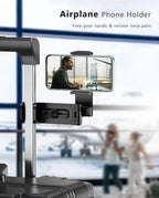 MiiKARE Travel Essentials Airplane Phone Holder, Universal Handsfree Phone Mount for Flying with 360 Degree Rotation, Travel Must Haves Phone Stand for Desk, Tray Table, Pro&Pro