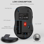 WisFox 2.4G Wireless Mouse for Laptop, Ergonomic Computer Mouse with USB Receiver and Type-C Adapter, 3 Adjustable Levels DPI, 6 Button Cordless Wireless Mice (Grey)