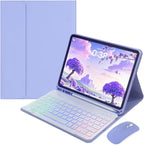 for iPad 11th (A16,2025) 11-inch, iPad 10th Gen 10.9 Inch 2022 Keyboard Case with Mouse and Rainbow Backlit Magnetic Detachable Bluetooth Keyboard Cover,Purple